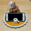Funny Crochet Phone Holder, Toilet Paper Poop Desk Stand, Handmade Quirky Phone Stand, Bathroom Humor Desk Decor, Gag Gi