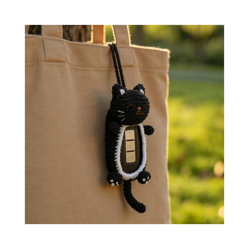 Crochet Cat Car Key Fob Cover