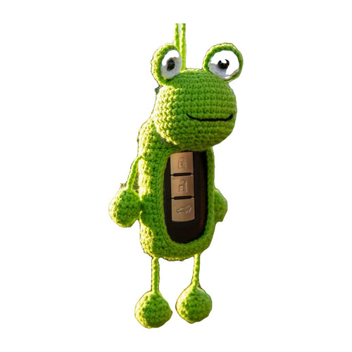 Crochet Frog Car Key Cover - white background main image