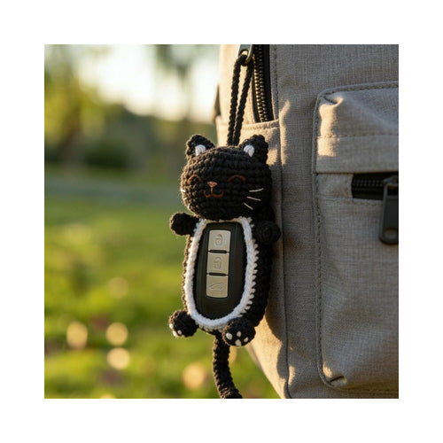 Crochet Kitten Car Key Fob Cover