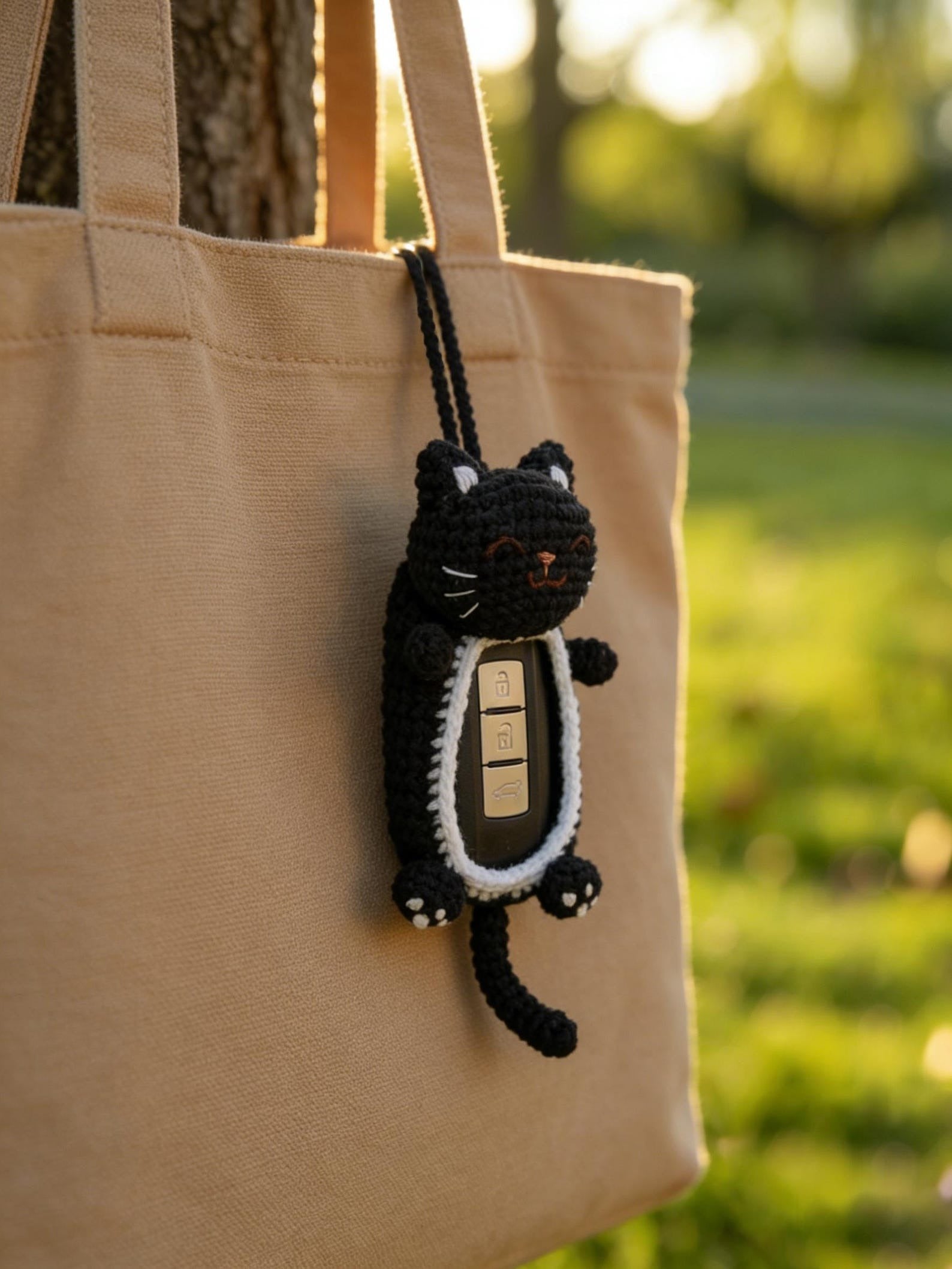 Crochet Kitten Car Key Fob Cover