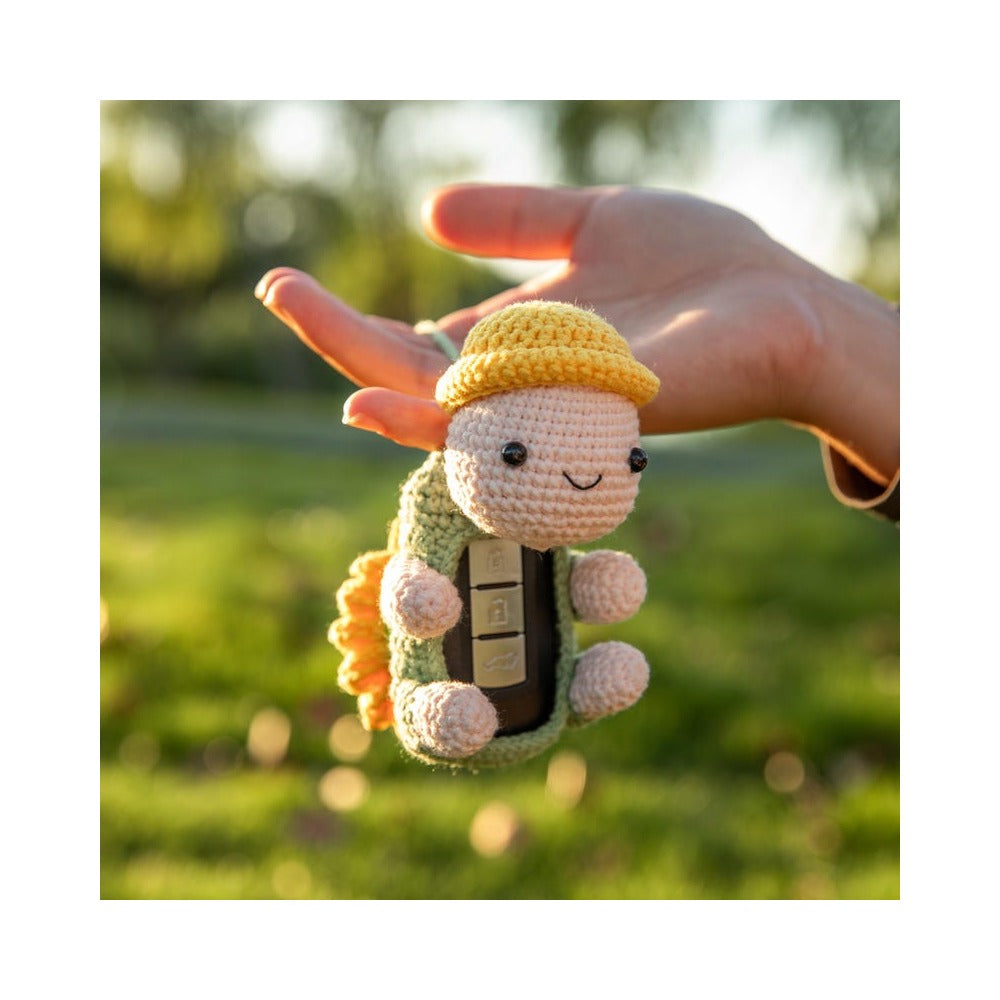 Crochet SunFlower Turtle Car Key Cover