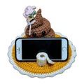 Funny Crochet Phone Holder, Toilet Paper Poop Desk Stand, Handmade Quirky Phone Stand, Bathroom Humor Desk Decor, Gag Gi - white background main image